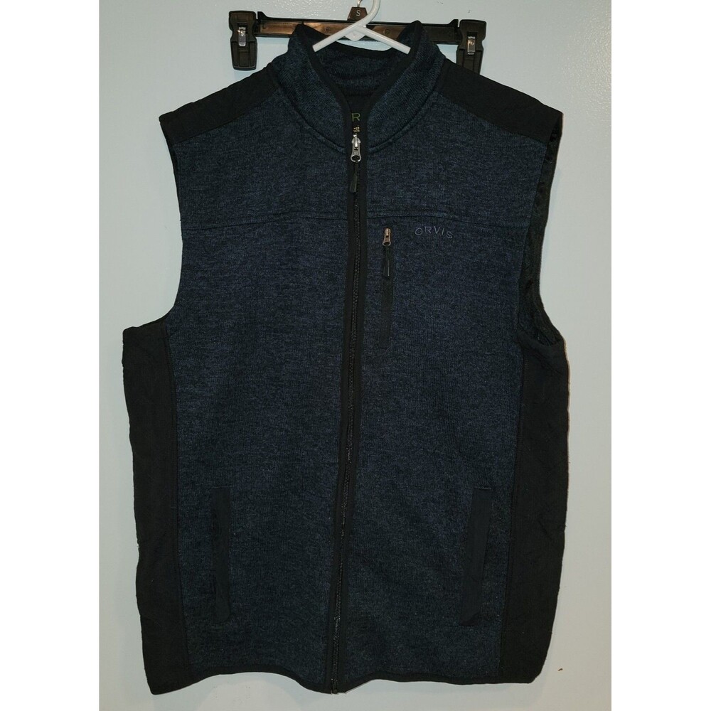 ORVIS Denali Fleece Vest Golf Fly Fishing Blue Black Full Zip Men’s XL